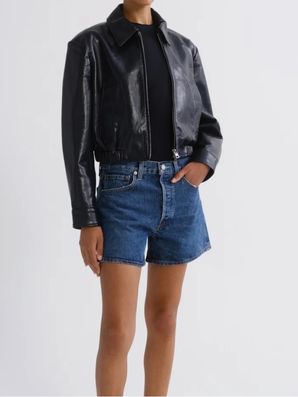 AGOLDE Parker Long Denim Jean Shorts Button Fly Size 26 S (2-4)